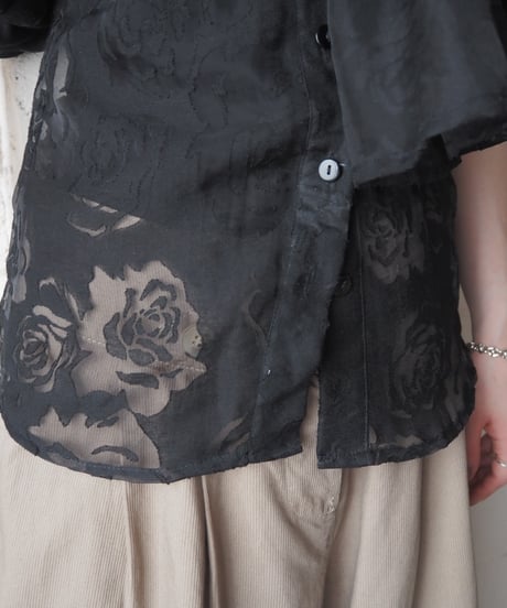 Opal Finishing Lantern Sleeve Boe Tie Blouse BK