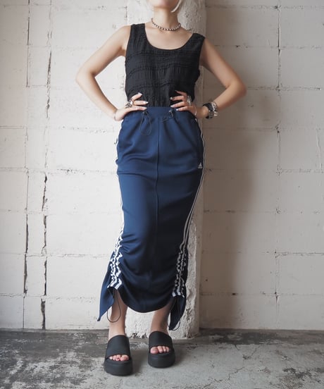 Remake adidas Drawstring Track Skirt NV WH