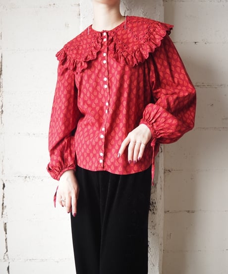 Ruffled Eyelet Collar Blouse RE