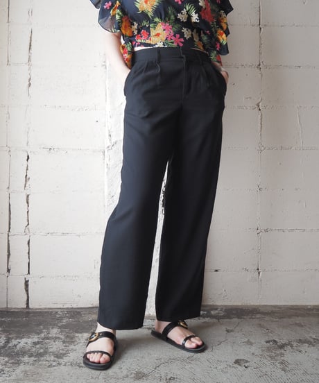 2Tuck Rayon Poly Wide Pants BK