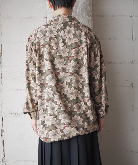 Flower Pattern Open Collar Rayon Shirt KA