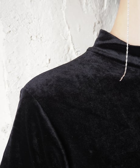 Mock Neck S/S Velour Dress BK