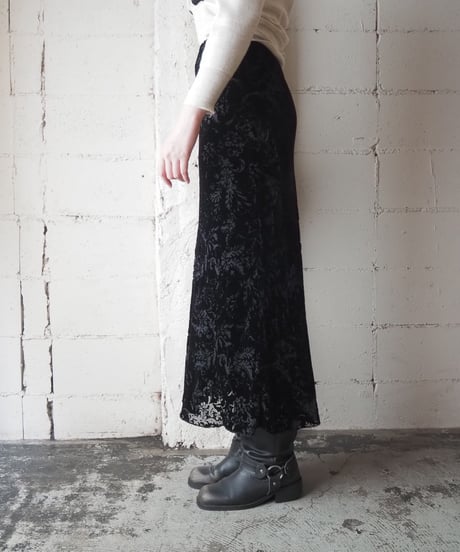 LAUREN RALPH LAUREN Opal Velvet Botanical Pattern Skirt BK