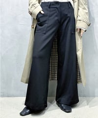 MAX STUDIO White Stitch Wide Pants BK