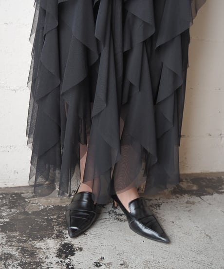 Ruffled Tulle Long Skirt BK