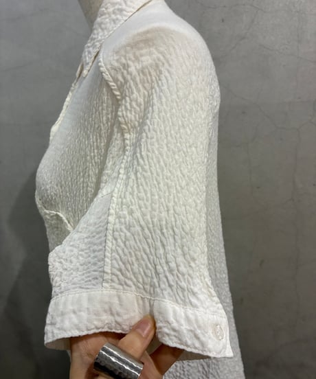 MAX STUDIO Crinkled  Short Sleeve Shirt WH