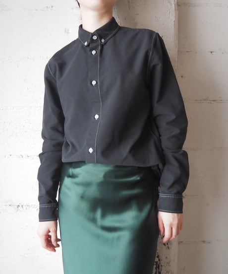 A.P.C. Piece Dyeing White Stitch Button-down Shirt BK