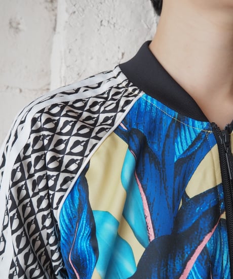 adidas Leaf Pattern Zip Up Jacket BLYE