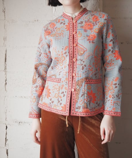 Flower Print Reversible Quilted Jacket BL PI