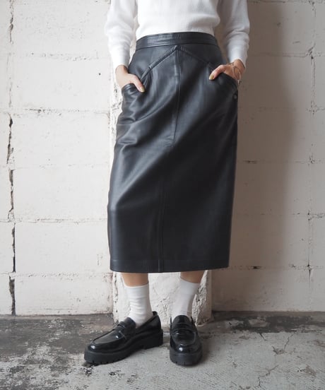 Miss Chloé Leather Tight Skirt BK
