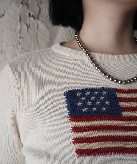 LAUREN Stars and Stripes Cotton Knit Sweater IV