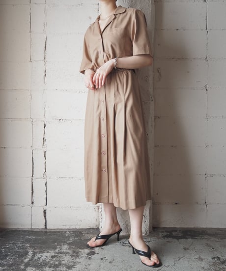 Open Collar Silk Shirt Dress BE
