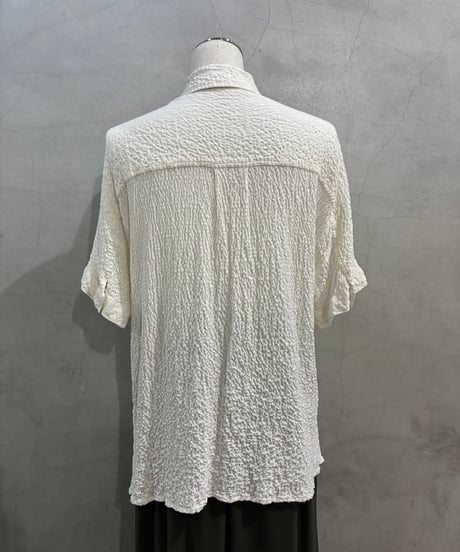 MAX STUDIO Crinkled  Short Sleeve Shirt WH