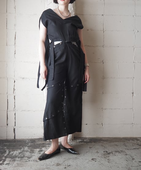 Multi Way Design Many Button Jumpsuit BK
