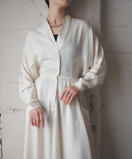 rabbit rabbit rabbit Dolman Sleeve Collarless Rayon Dress IV