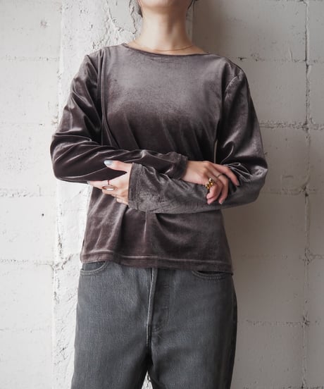 Crew Neck Velour Tops BR