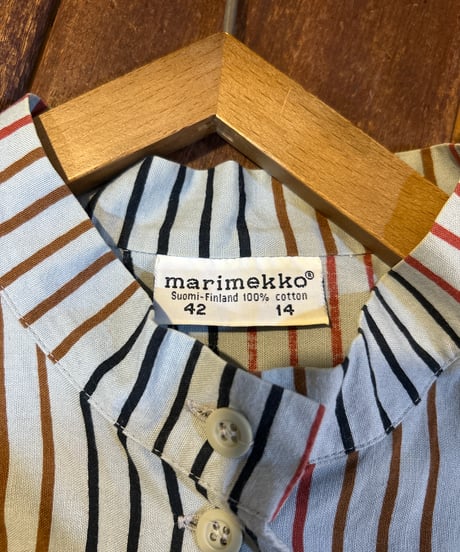 1970's marimekko Stripe Shirt Dress GR BK RE
