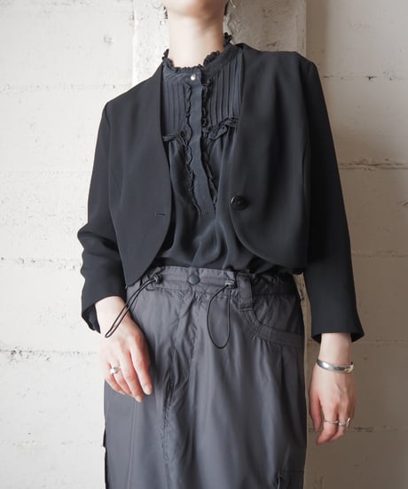 agnes b. Cropped Collarless Jacket BK