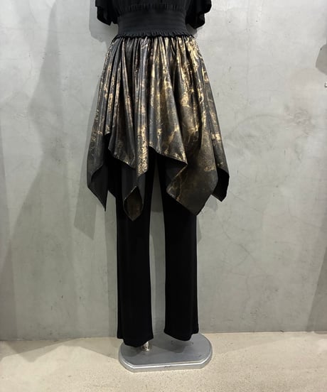 Metallic Marble Wrap Skirt GD BK