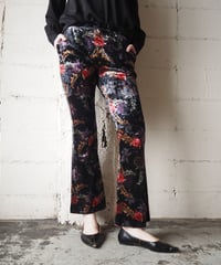 Flower Pattern Velour Pants BK