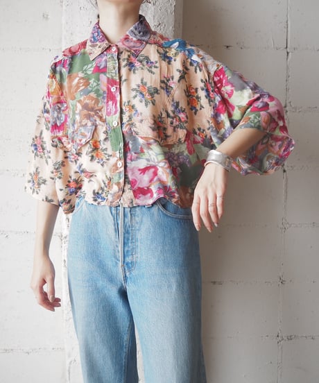 bonjour Crazy Pattern Cropped Shirt PI