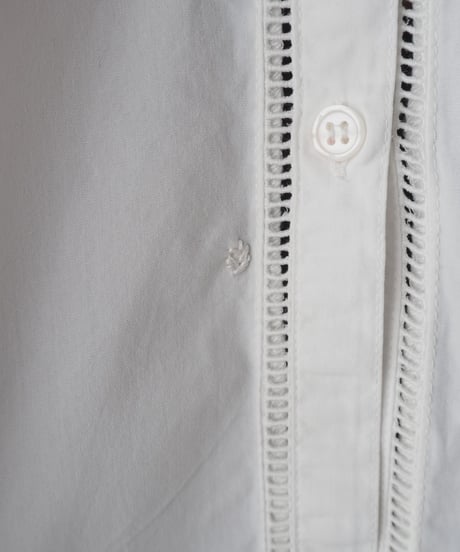 1970-80's Euro Stand Collar Cutwork LaceBlouse WH