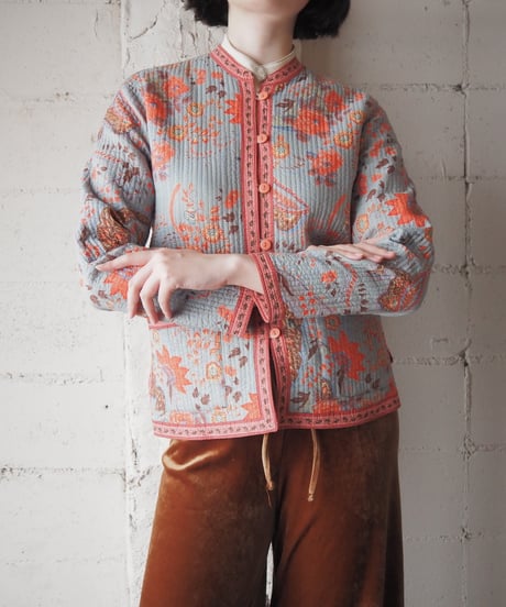 Flower Print Reversible Quilted Jacket BL PI