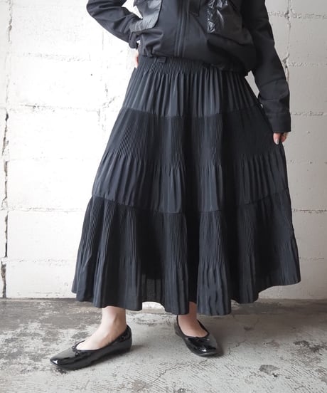Pleated Easy Tiered Skirt BK
