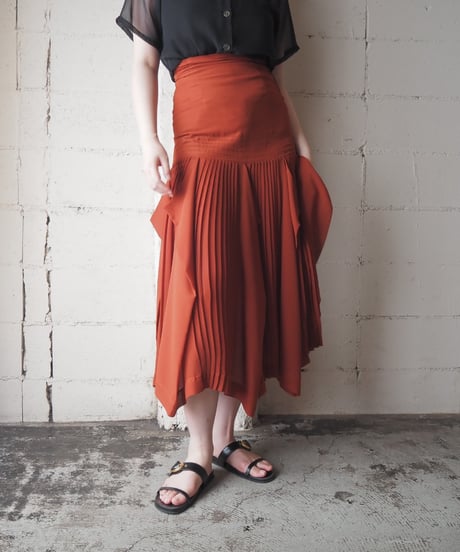 1980's Italy 3D Gusset Pleated Skirt OR