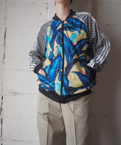 adidas Leaf Pattern Zip Up Jacket BLYE