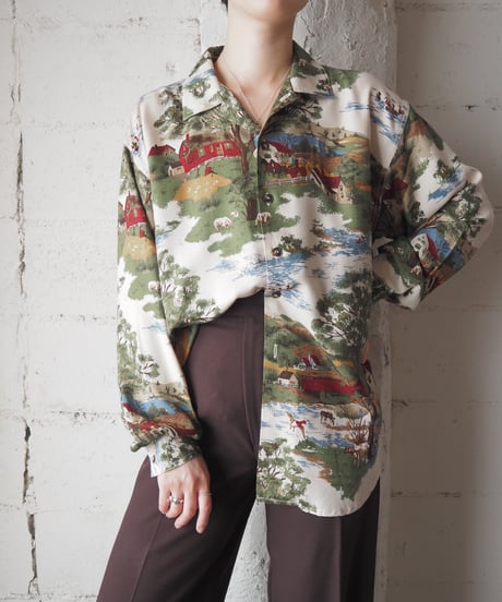 Liz Wear Village Print Rayon Shirt IVKARE