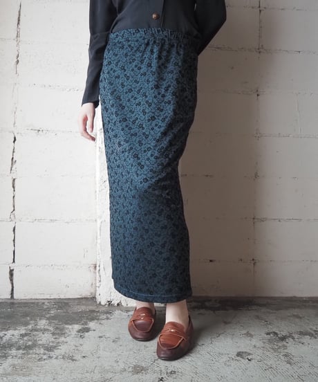 Made in USA Flocked Floral Pattern Long Skirt DGN