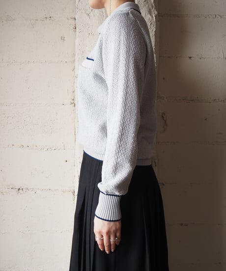 1970's Navy Line Polo Knit GRNV