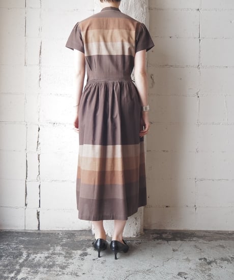 1960's USA Pleated Front Gradation Dress BR