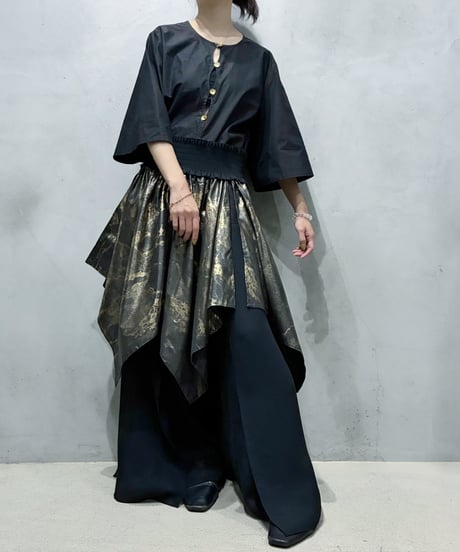 GANNI Cut Out Popin Blouse BK