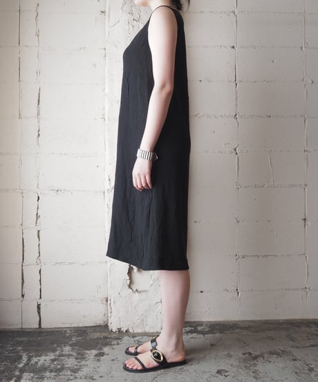 IRENA GREGOLI Made in France Wrinkle Fabric Sleeveless Dress BK