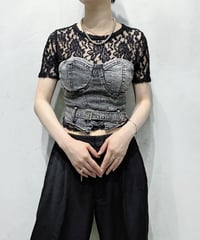 Belted Design Denim Bustier GR