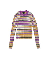Multi Border Rib Knit WH PUR OR BK