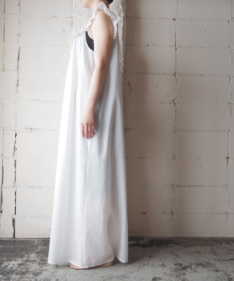 1970's Pin Tuck,Lace Sleeveless Long Dress WH
