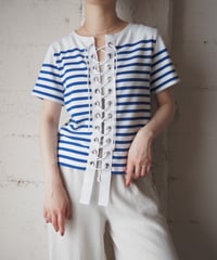 Remake Lace Up Short Sleeve Basque Shirt