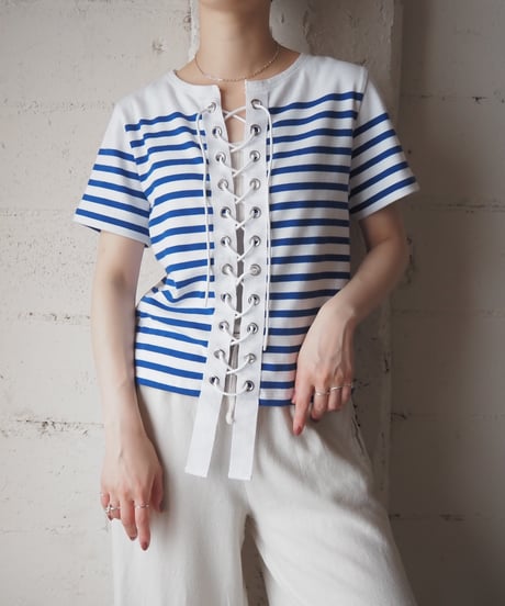 Remake Lace Up Short Sleeve Basque Shirt