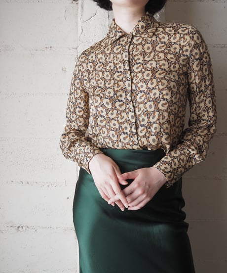 Rena Rowan Flower Pattern Silk Blouse BE NV