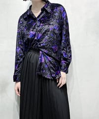 Velour Floral Pattern Shirt BK PUR