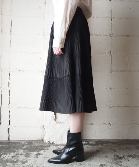 Tiered Pleats Easy Skirt BK
