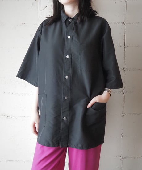 Short Sleeve Nylon Shirt Jacket BK