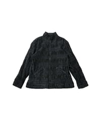 Shirring Design Zip Up Blouson BK