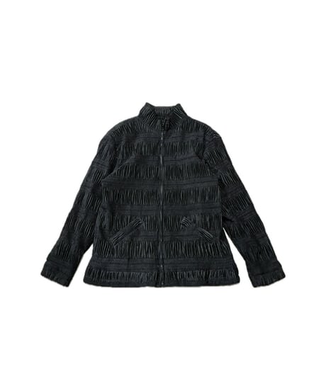 Shirring Design Zip Up Blouson BK