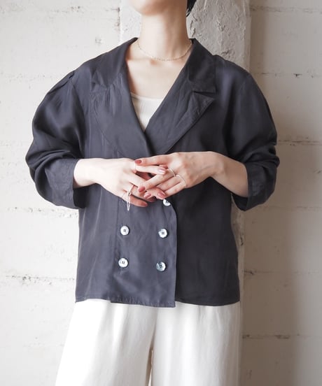 Pure Silk Double Breasted Jacket BK