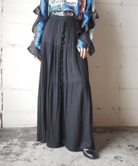 Made in USA Front Button Tiered Easy Skirt BK