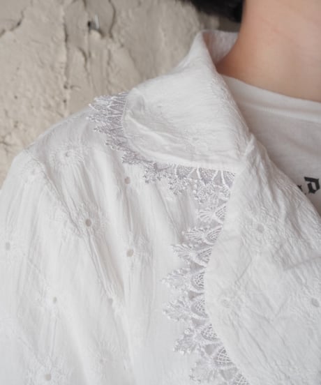 1970-80's Cutwork Lace S/S Jacket WH
